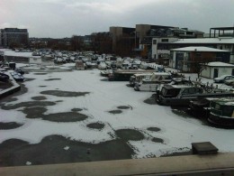 The Brayford in Lincoln covered in snow The Brayford in Lincoln covered in snow
