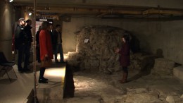 Crumbling ruins of Lincoln's Roman gateway. The site opens to the public for a glimpse of the city's history