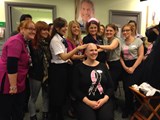 Cheryl Flint shaves her head for Breast Cancer Care.