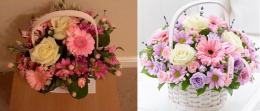 Left: The flowers Dawn received from Interflora. Source: Dawn Gwyther. Right: The flowers Dawn ordered from Interflora. Photo source: Interflora