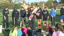 Gary Johnson (centre) and the Hurricane Sports coaches conduct a hockey camp.