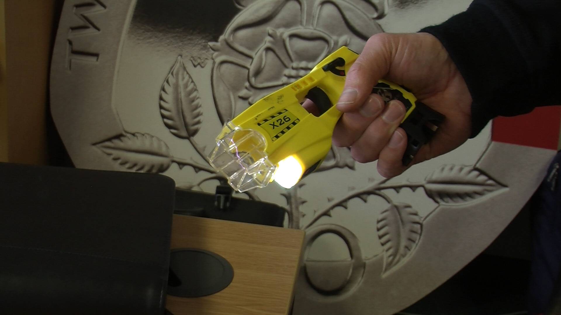 A Taser displayed by Lincolnshire Police. Photo by: Danny Adamson