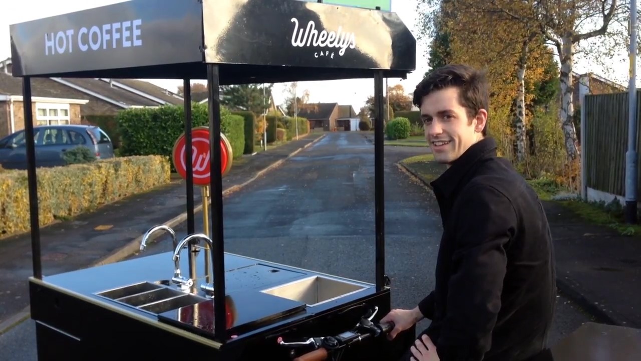 The man behind the bike: Matthew Deyn, 20, is bringing the Wheelys Cafe franchise to Lincoln.
