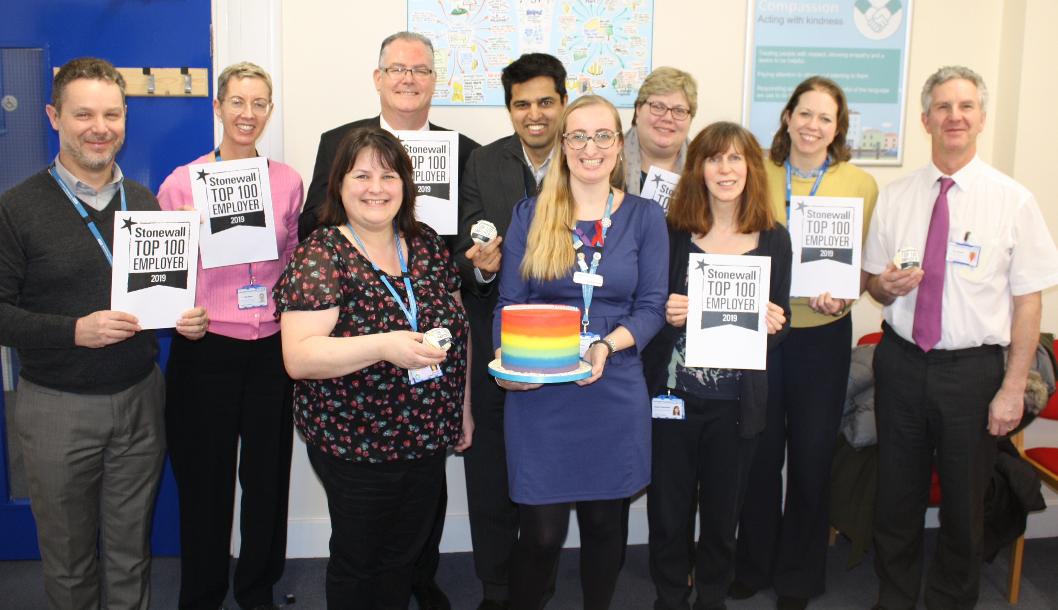 LPFT Staff and executive members celebrating achievement.
Photo: Lincolnshire Partnership NHS Foundation Trust