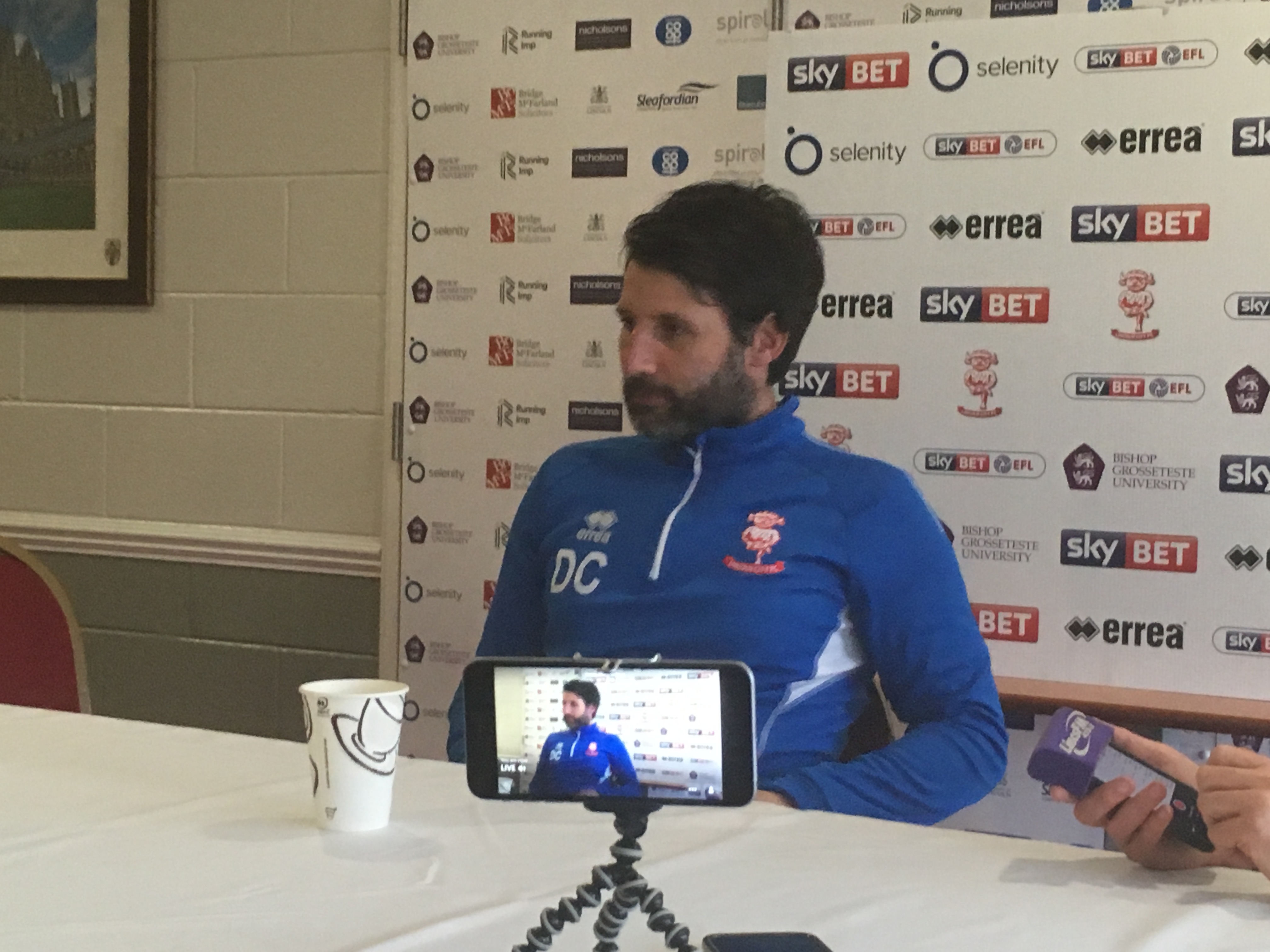 Danny Cowley at a recent press conference.
Photo: Ollie Collins