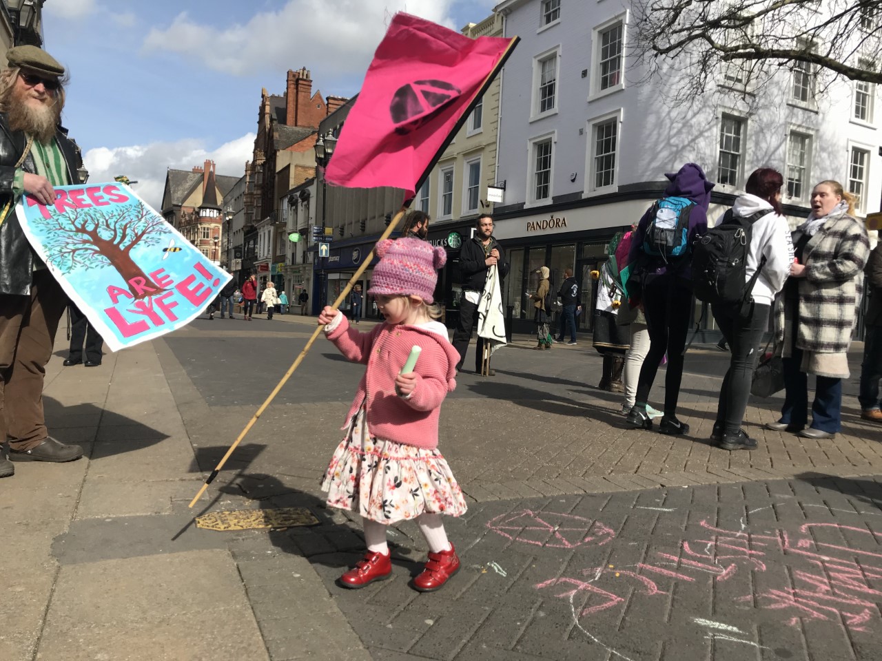 Young child taking part of in the Extinction Rebellion Lincoln protests. Photo: Ibrahim Sawal.