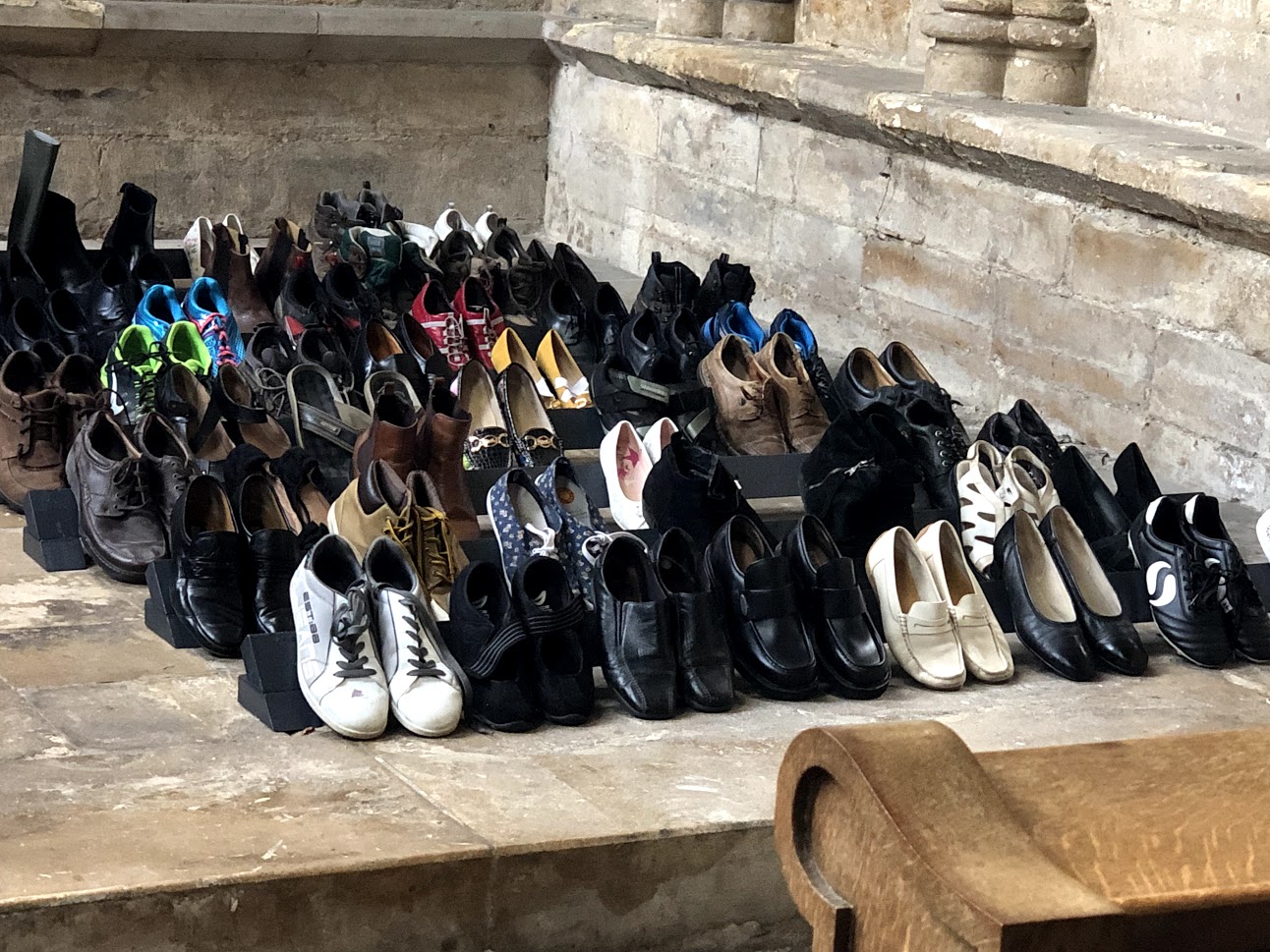 56 pairs of shoes have been installed at Lincoln Cathedral.
Photo: Carter Jones