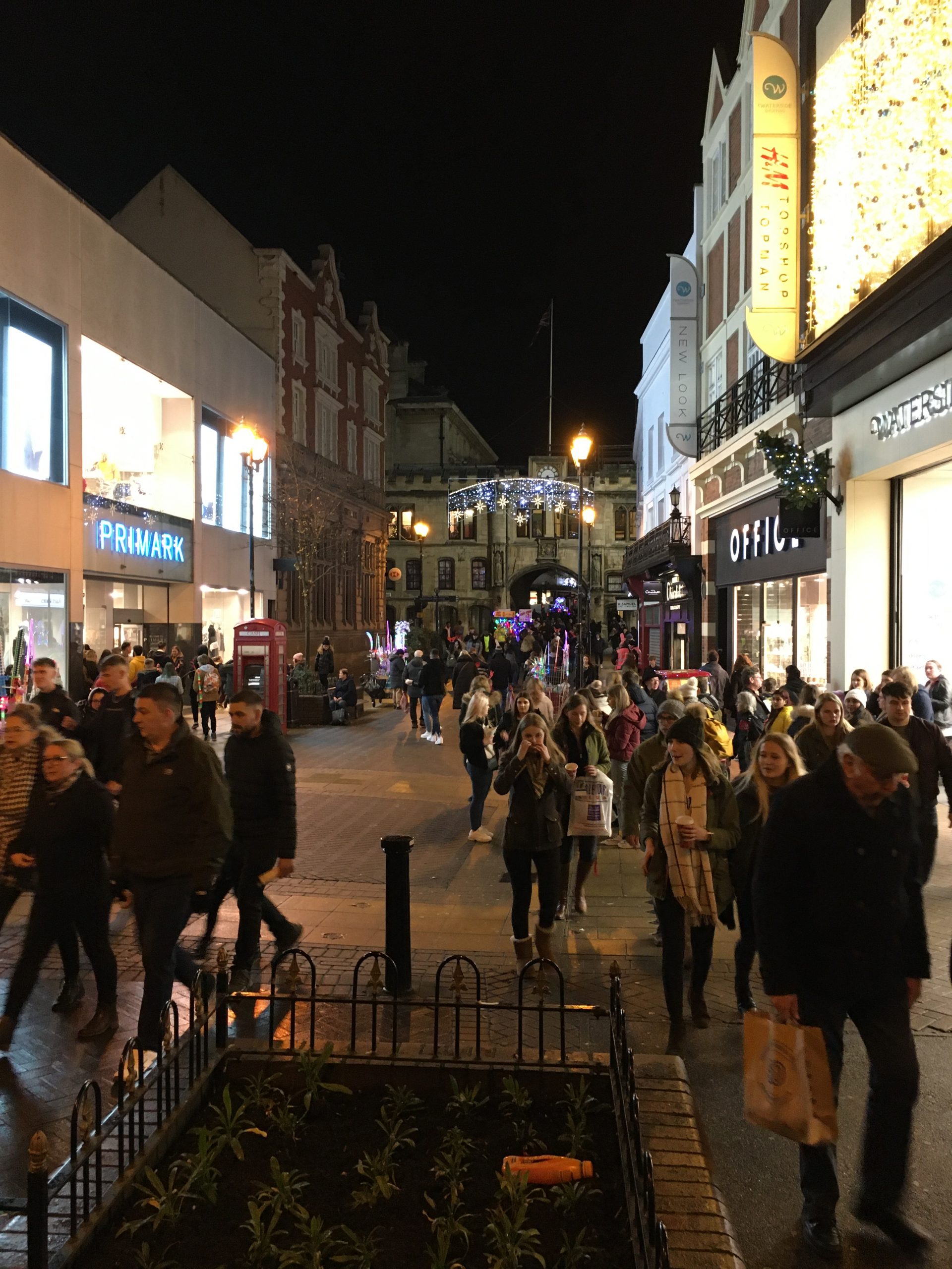 Shoppers can enjoy the festive lights as they do their late night shopping. Photo: Anna Parkinson