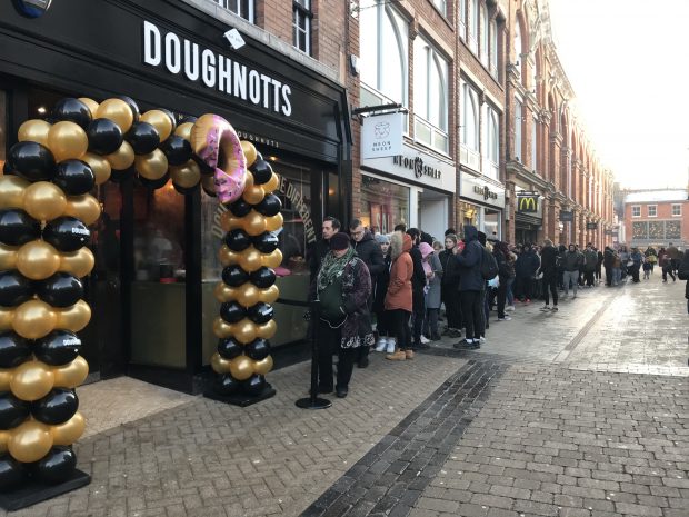 Queues outside Doughnotts on opening day
