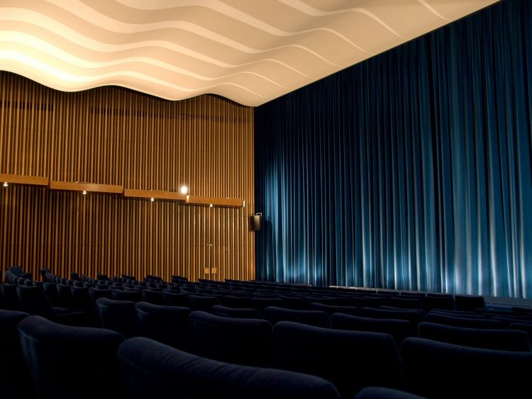 An empty movie theatre.