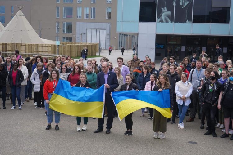 Lincoln locals have been coming together as a community in support of Ukraine, such as, in this vigil held in March.
