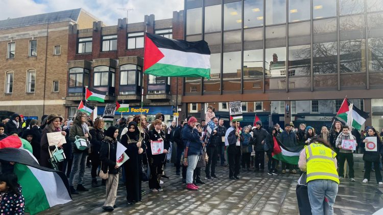 Voices united, hearts ignited: Protesters gather ahead of the Lincoln March for Palestine.